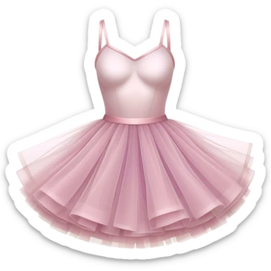 Cinematic Realistic Tutu, layers of fine, soft tulle forming a voluminous and airy skirt, delicate folds catching the light, slightly frayed edges adding authenticity, glowing softly with a warm and ethereal elegance. sticker