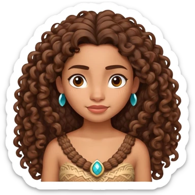 Moana Polynesian princess with curly hair sticker