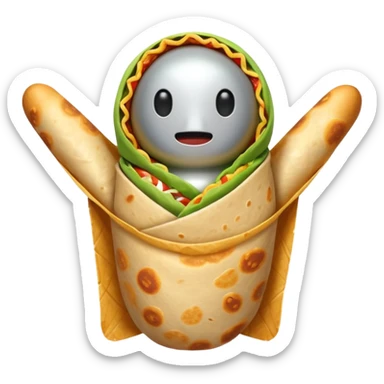 A burrito with arms and legs and no face sticker