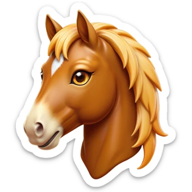 Cinematic Comical Bay Horse Portrait Emoji, Head tilted dramatically with an exaggeratedly amused expression, featuring a striking bay fur with a glossy finish and bold accents, wide, expressive amber eyes filled with playful disbelief, Simplified yet hilariously expressive features, highly detailed, glowing with a slightly sassy glow, high shine, dramatic yet playful, stylized with an air of cheeky mischief, bright and endearing, soft glowing outline, capturing the essence of a spirited and over-the-top horse, so meme-worthy it feels like it could side-eye its way into internet fame instantly! sticker