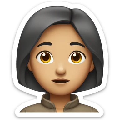 asian girl with tan skin looking depressed sticker