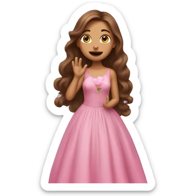 girl with long brown hair and pink dress blowing a kiss  sticker