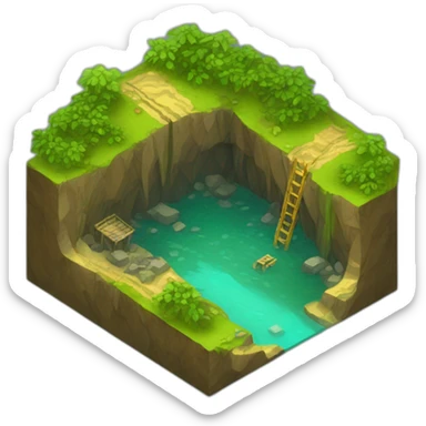 isometric river mineshaft gold jungle sticker