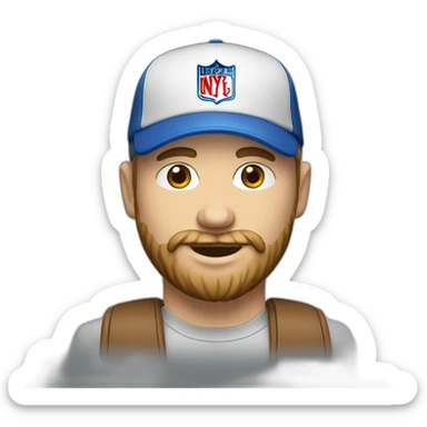 white male with NY cap and brown beard sticker