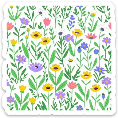 wildflowers field daisies and poppies sticker