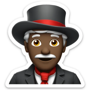 Gray skin old man wearing top hat and red bandana on face sticker