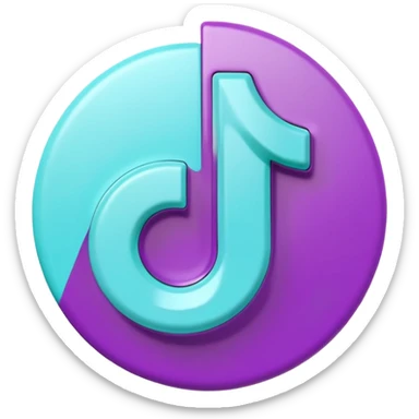Purple and Cian Symbol of TikTok app sticker
