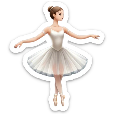 Icon for Ballet: a theater stage with silhouette of a ballerina in an elegant pose, surrounded by spotlight and stage lights. The icon should convey the grace and beauty of ballet, with focus on the dancer and the dramatic lighting. Transparent background. sticker