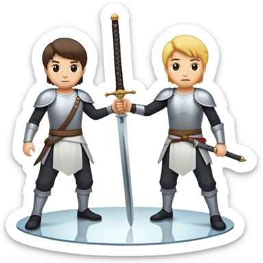 the sword on the floor and a mirror person sticker