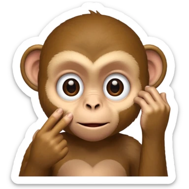 A A monkey, pulling the bottom of his eyelid down with one finger. sticker