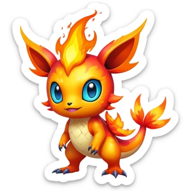 Exotic tropical shiny rare epic cute pyro  Fakémon-creature, full body, with random markings sticker
