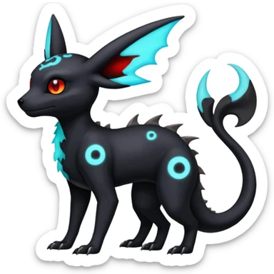 Nebulae Gothic Spooky Umbreon-Salandit-Cubone-Duskull-Noibat-Fakémon-hybrid-creature (full body)  sticker