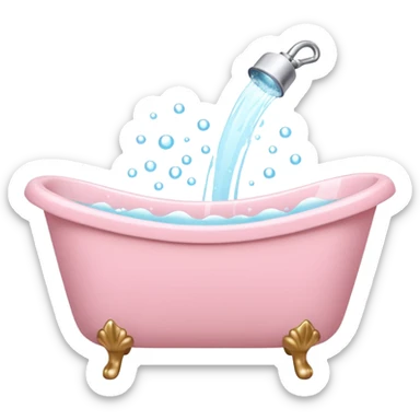 light pink bathtub filled with light pink water and bubbles sticker
