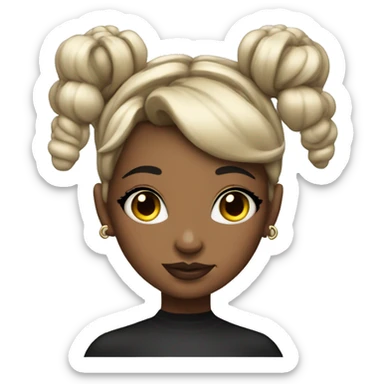 Tattooed girl with space buns and side bang sticker