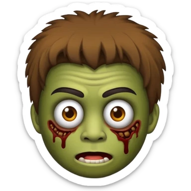 quero um emoji de um menino com pele de zumbi cabelo castanho claro e de franja sticker