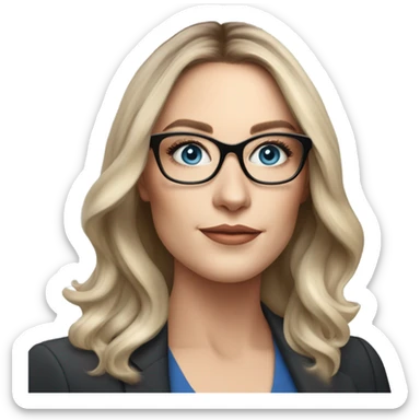 Shoulder length Balayage pale beautiful corporate woman with glasses and blue eyes sticker