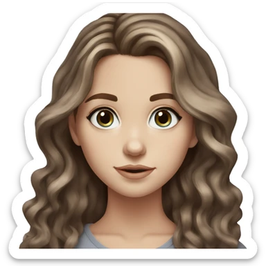 White girl blue grey eyes with long wavy brown hair with brown highlights balayage  sticker