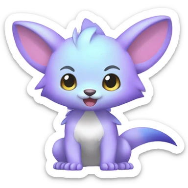 Cute cool white blue purple pink animal hybrid Fakemon full body sticker