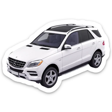 2015 Mercedes Benz ML350 SUV, white exterior, black interior, side angle, exterior doors open, 3D style sticker