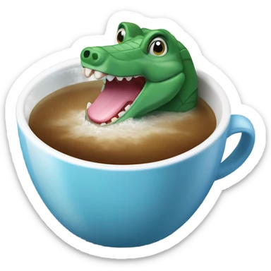Genera un coccodrillo al mare che beve il caffè sticker