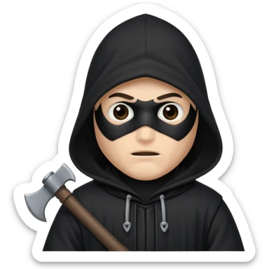 an executioner with a black hood on his face so we can't see his face but only his eyes and an axe in his hand sticker