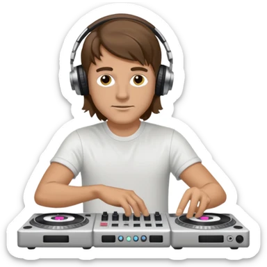 guy with a mullet on dj decks he is white and has brown hair sticker