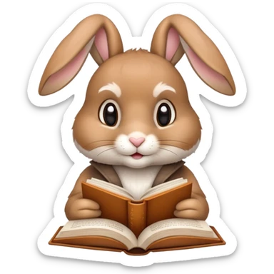 A rabbit oracle reading a book sticker