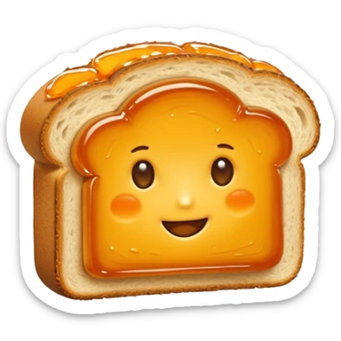 Hermès-style slice of bread with orange marmalade jar, cute emoji style sticker
