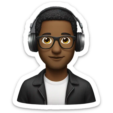 DJ wearing glasses and mixing  sticker