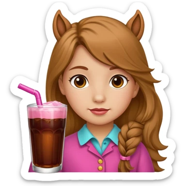 Una niña con pelo mono y que tenga una cola con un moño rosado  sticker