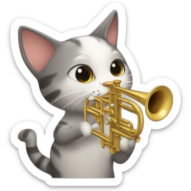 A cat that plays the trumpet sticker