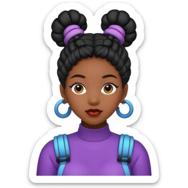 Black woman with Space buns sticker