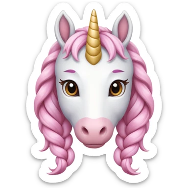 braided unicorn wiith big visible braids looking into the camera sticker