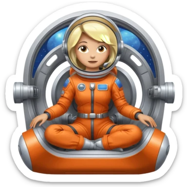 perra rubia arriba de nave espacial sticker