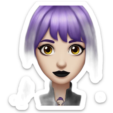 Elissabat-with-bangs-long-hair-dark-purple-and-black-vampire-goth-makeup-pinkeyes sticker