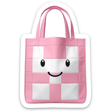 Una totebag aesthetic con cuadrados pink y blancos irregulares sticker