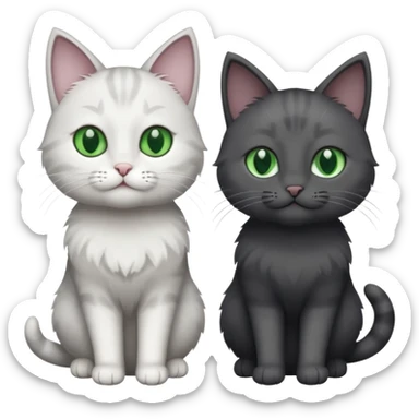 2 different coloured grey cats including one dark grey and white cat and one completely solid dark grey cat with green eyes and only white paws sticker