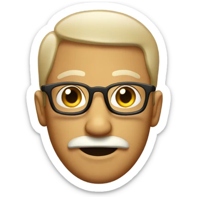 Bug eyed slightly tan guy with short hair and a moustache. No sunnies sticker