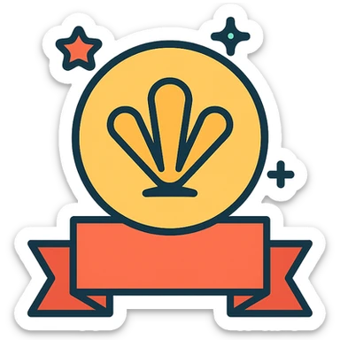 vector icon of a gold fan favorite emblem with subtle colorful accents, elegant and minimalist flat design, isolated on white, award badge style, 2D flat vector, trending icon look, soft shadows, no text, commercial use sticker