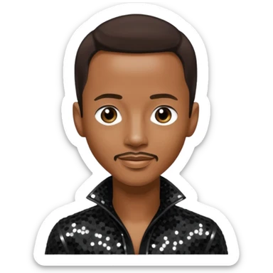 Tevin Campbell with dark brown hair, black sequin outfit sticker