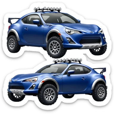 Widened roof Long wheelbase widened pearly midnight snow dark blue 2nd generation 2025 Toyota 86 off-road racer chrome nerf bars,side mounted rock sliders, and silver satin wheels  sticker