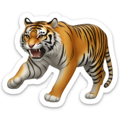 a tiger lunging at its prey sticker
