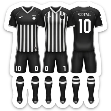 collection maillot de foot noir différents modèles (bande unique, uni, rayures) sticker
