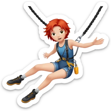 bungee jumping face only with hair flying red hair long sticker