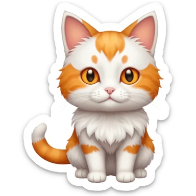 full body small short hair ginger and white cat with orange eyes  sticker