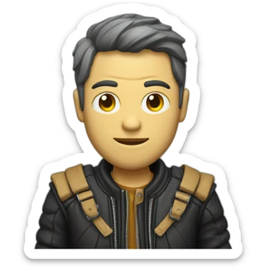 Squelette avec une veste en cuir  sticker