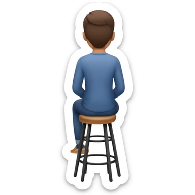 a person sitting on stool with full back head turn

 sticker