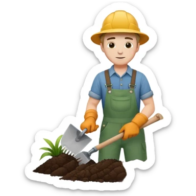 diligent young white male gardener digging soil sticker