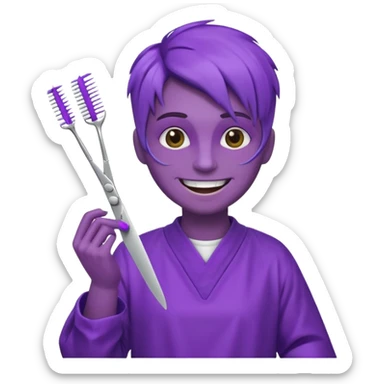 purple skinned mutant hairdresser sticker