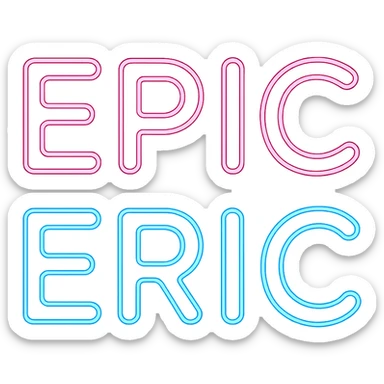 Make the neon sign 'epic eric' animated with a blue and pink glow on a transparent background. The animation should highlight the neon effect with vibrant blue and pink glowing lights. sticker